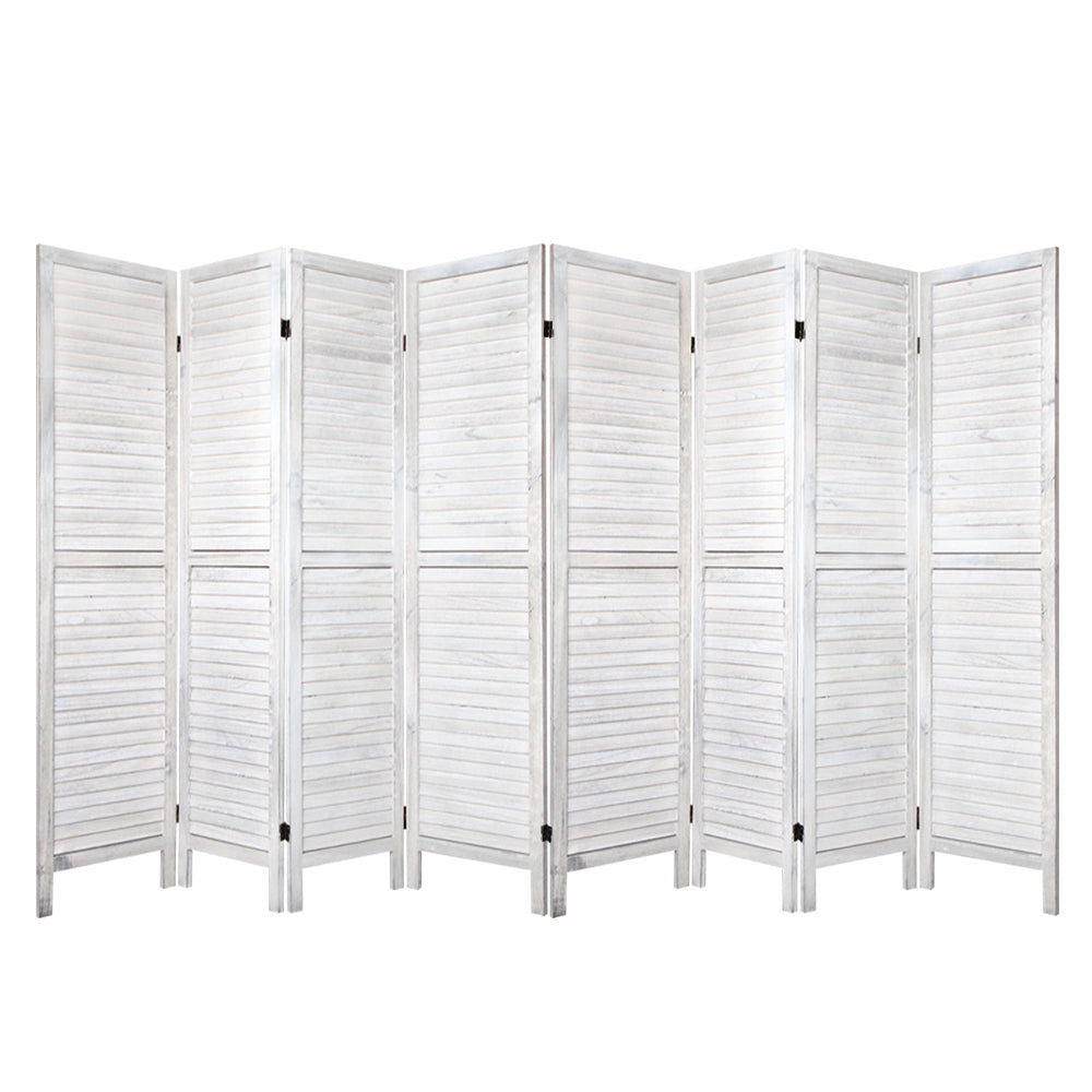 Artiss Room Divider Screen 8 Panel Privacy Wood Dividers Stand Bed Timber White - AULASH