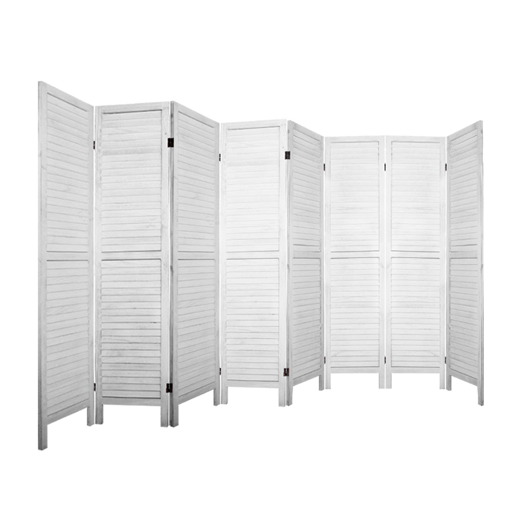 Artiss Room Divider Screen 8 Panel Privacy Wood Dividers Stand Bed Timber White - AULASH