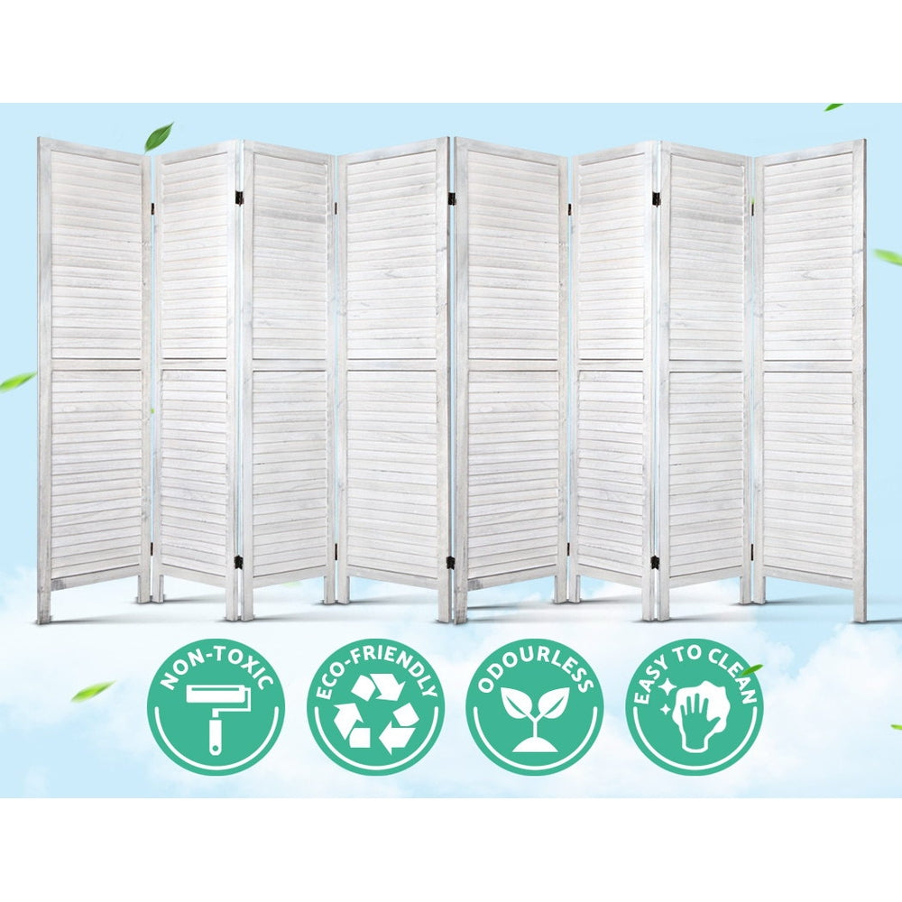 Artiss Room Divider Screen 8 Panel Privacy Wood Dividers Stand Bed Timber White - AULASH