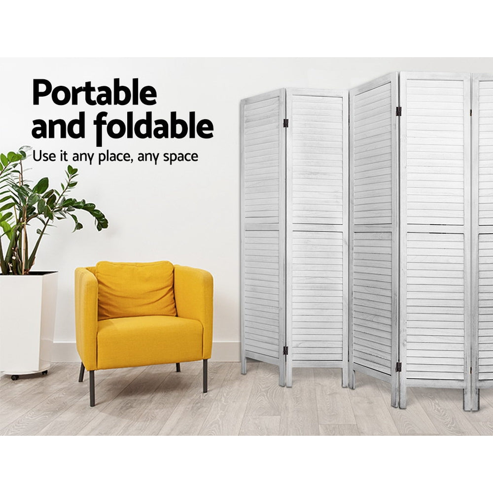Artiss Room Divider Screen 8 Panel Privacy Wood Dividers Stand Bed Timber White - AULASH