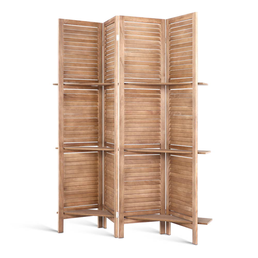 Artiss Room Divider Privacy Screen Foldable Partition Stand 4 Panel Brown - AULASH