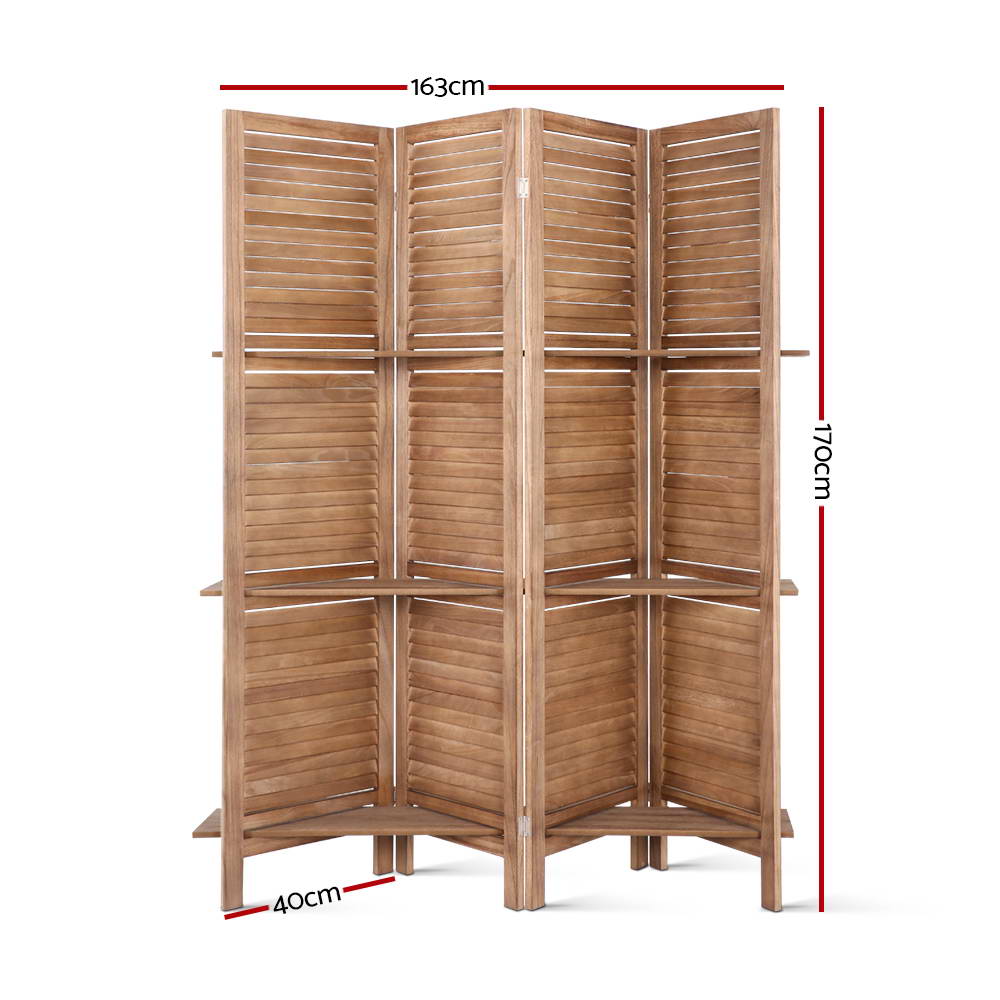 Artiss Room Divider Privacy Screen Foldable Partition Stand 4 Panel Brown - AULASH