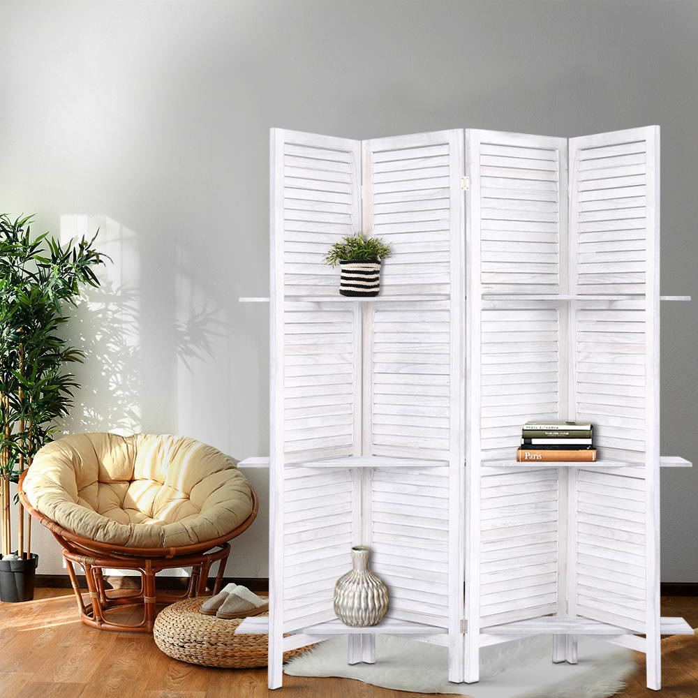 Artiss Room Divider Privacy Screen Foldable Partition Stand 4 Panel White - AULASH