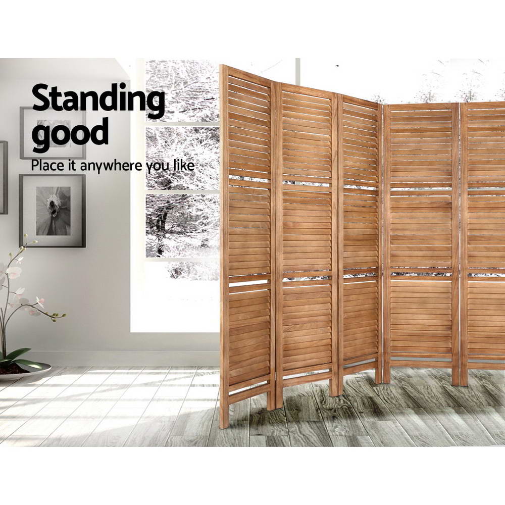 Artiss Room Divider Screen 8 Panel Privacy Dividers Shelf Wooden Timber Stand - AULASH