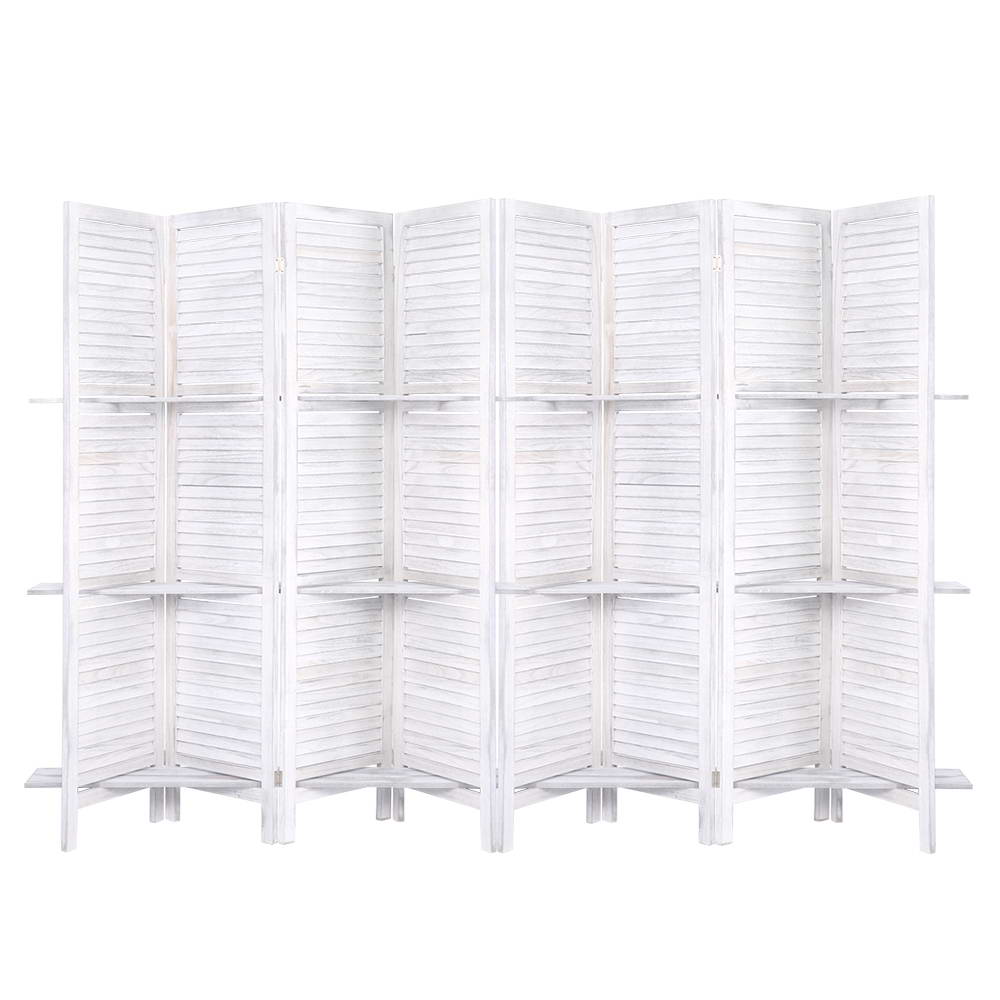 Artiss Room Divider Screen 8 Panel Privacy Foldable Dividers Timber Stand Shelf - AULASH