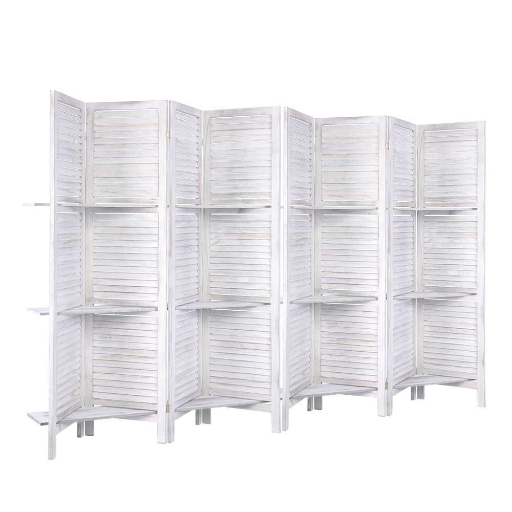 Artiss Room Divider Screen 8 Panel Privacy Foldable Dividers Timber Stand Shelf - AULASH