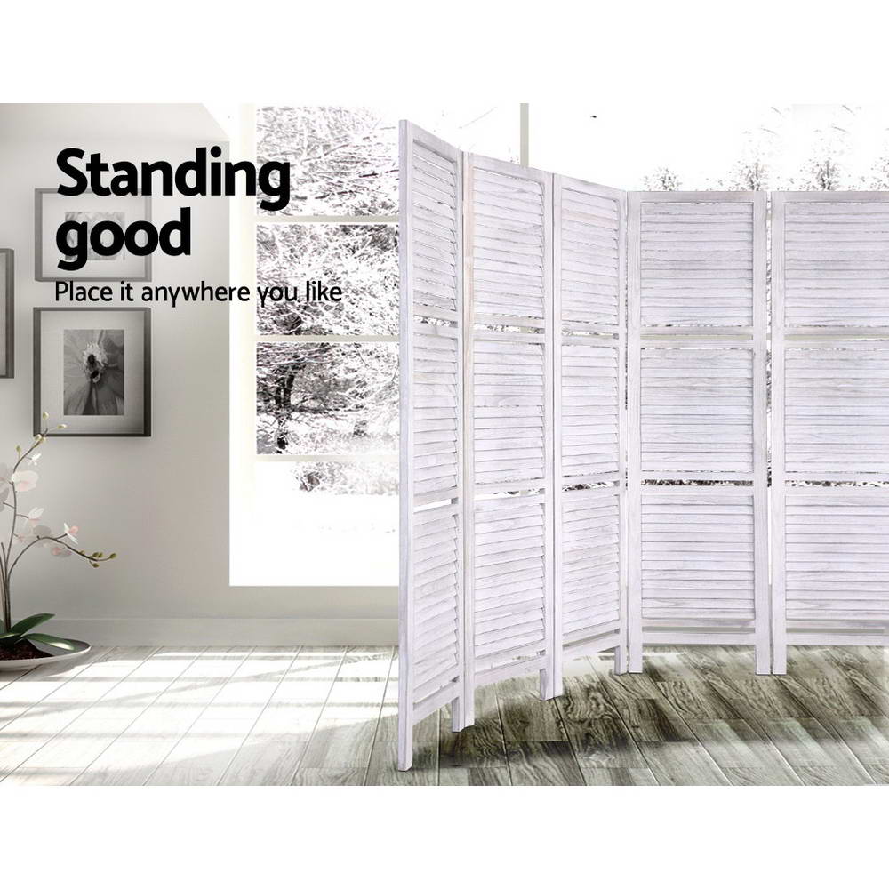Artiss Room Divider Screen 8 Panel Privacy Foldable Dividers Timber Stand Shelf - AULASH