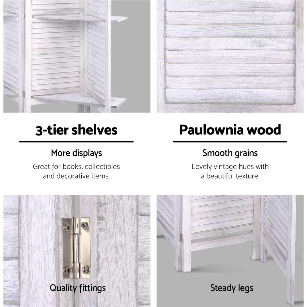 Artiss Room Divider Screen 8 Panel Privacy Foldable Dividers Timber Stand Shelf - AULASH