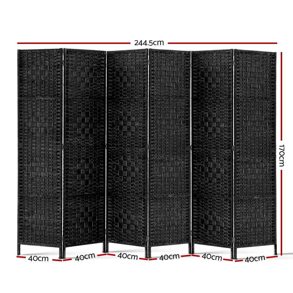 Artiss 6 Panel Room Divider - Black - AULASH