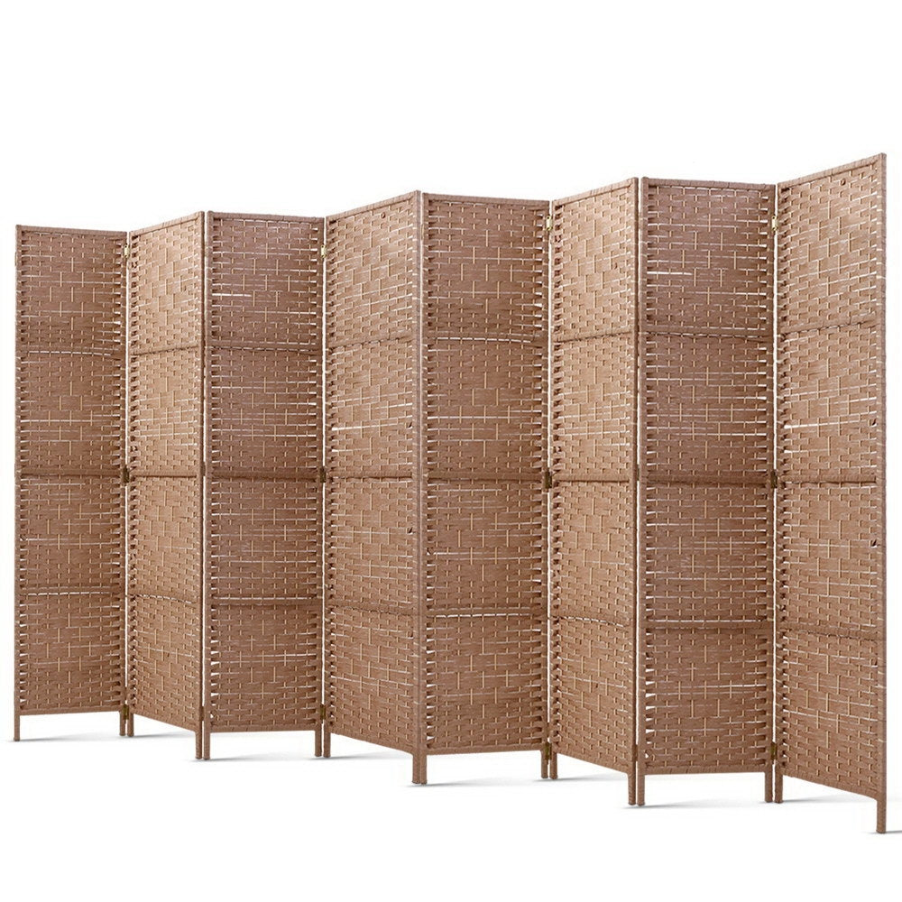 Artiss 8 Panel Room Divider Screen Privacy Rattan Timber Foldable Dividers Stand Hand Woven - AULASH
