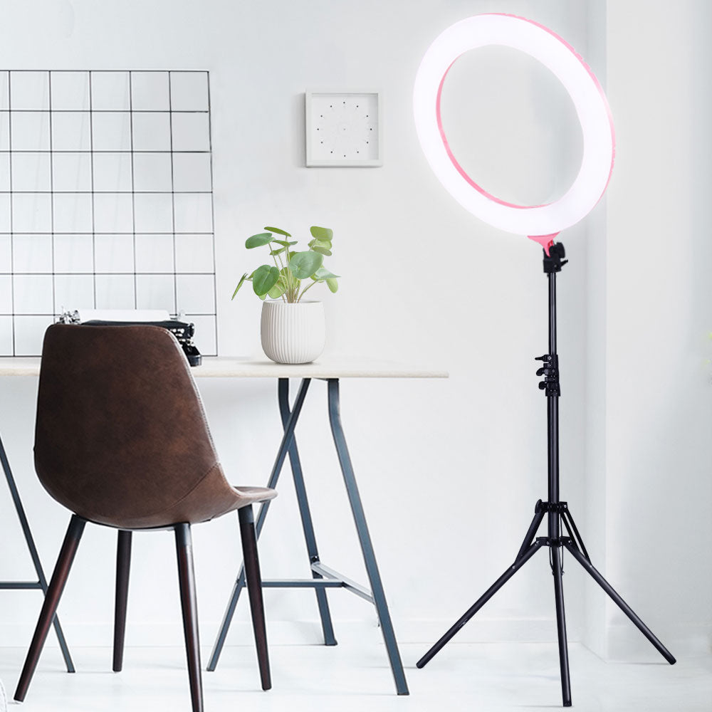 19" LED Ring Light 6500K 5800LM Dimmable Diva With Stand Make Up Studio Video - AULASH