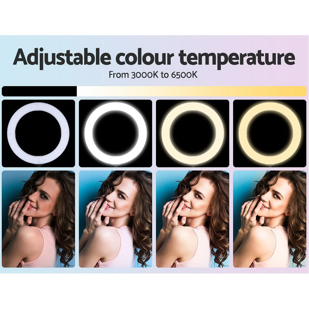 Embellir 14" LED Ring Light 5600K 3000LM Dimmable Stand MakeUp Studio Video - AULASH