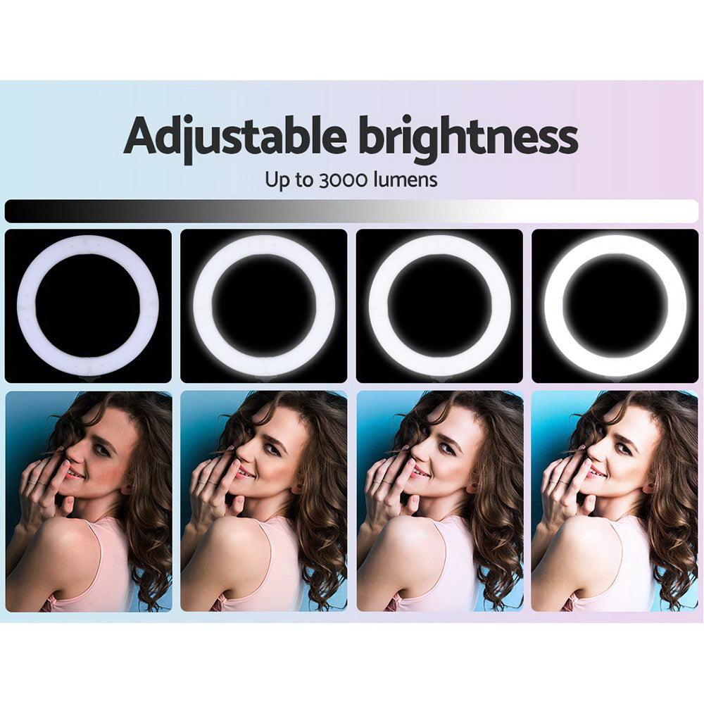 Embellir 14" LED Ring Light 5600K 3000LM Dimmable Stand MakeUp Studio Video - AULASH