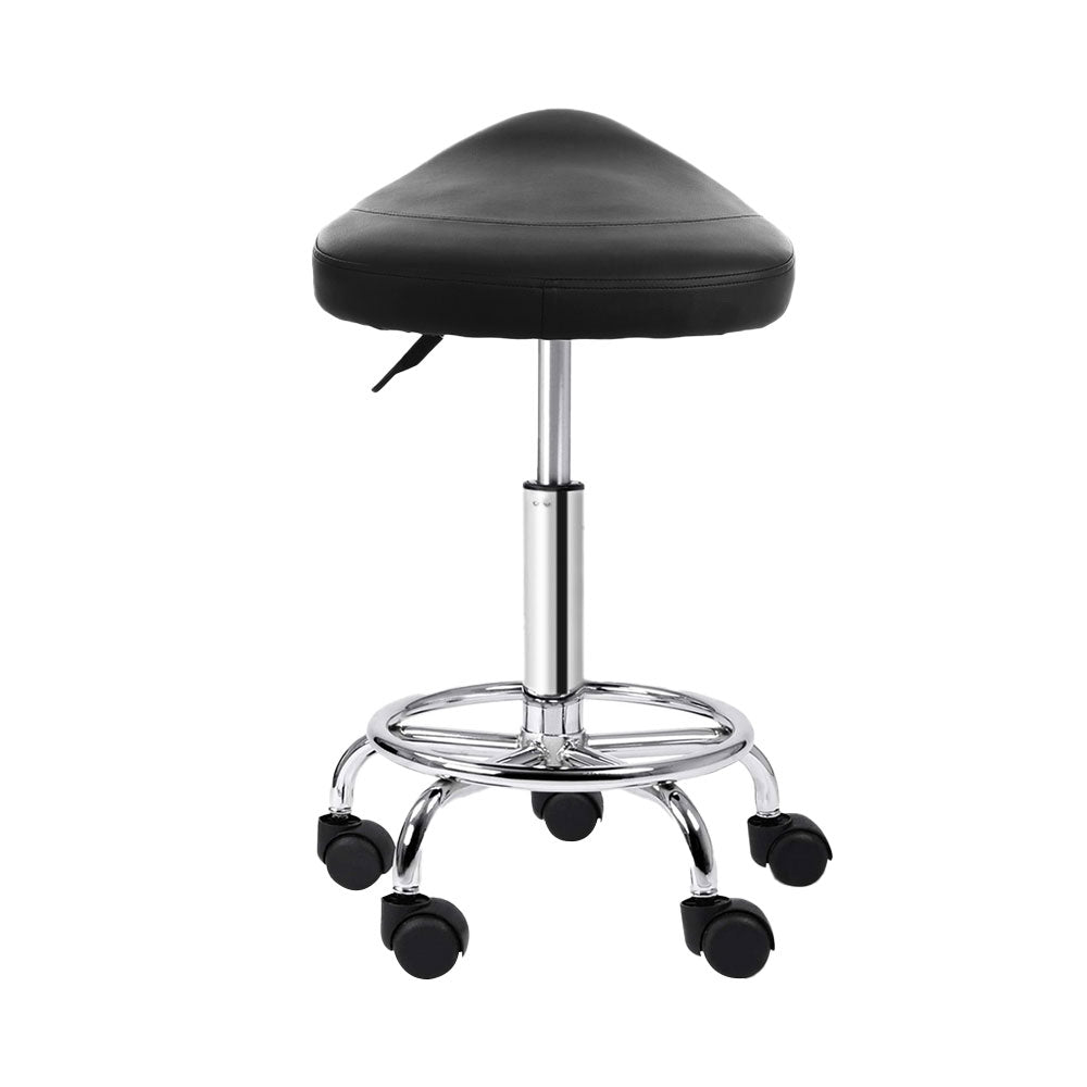 Artiss Saddle Salon Stool Black PU Swivel Barber Hair Dress Chair Hydraulic Lift - AULASH