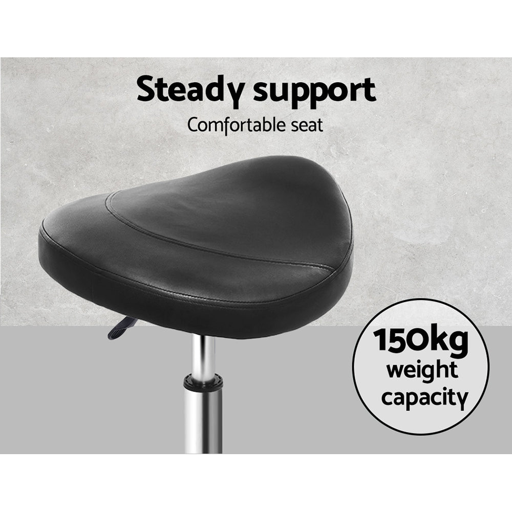Artiss Saddle Salon Stool Black PU Swivel Barber Hair Dress Chair Hydraulic Lift - AULASH