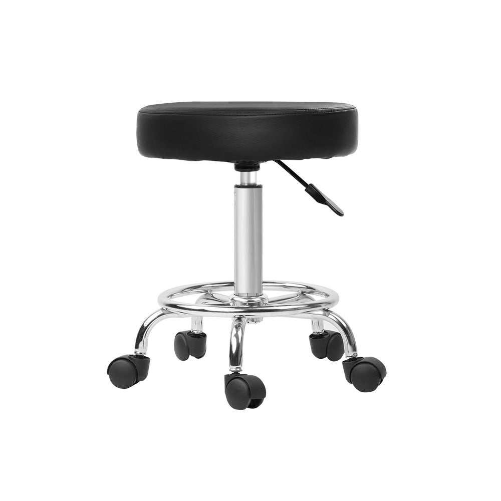 Artiss Round Salon Stool Black PU Swivel Barber Hair Dress Chair Hydraulic Lift - AULASH