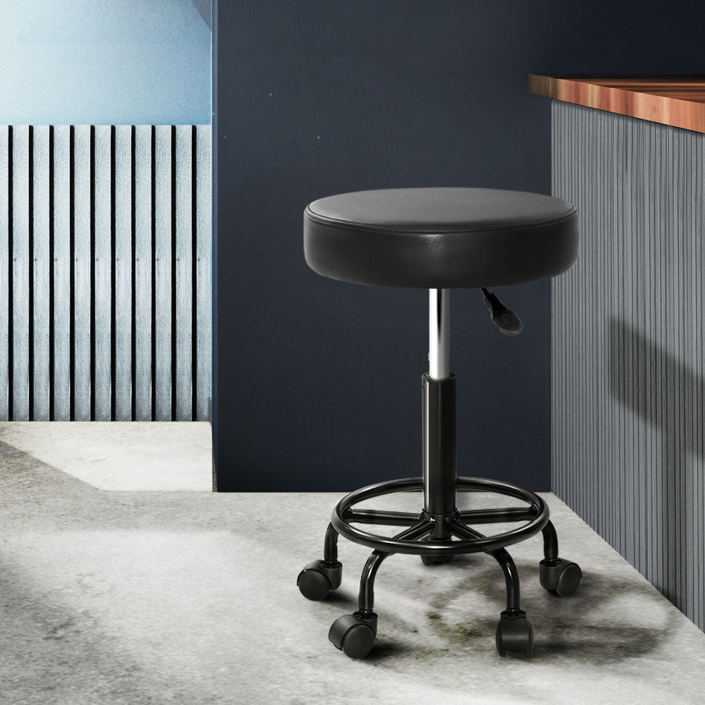 Artiss Round Salon Stool Stools Black Swivel Barber Hair Hydraulic Chairs Lift - AULASH