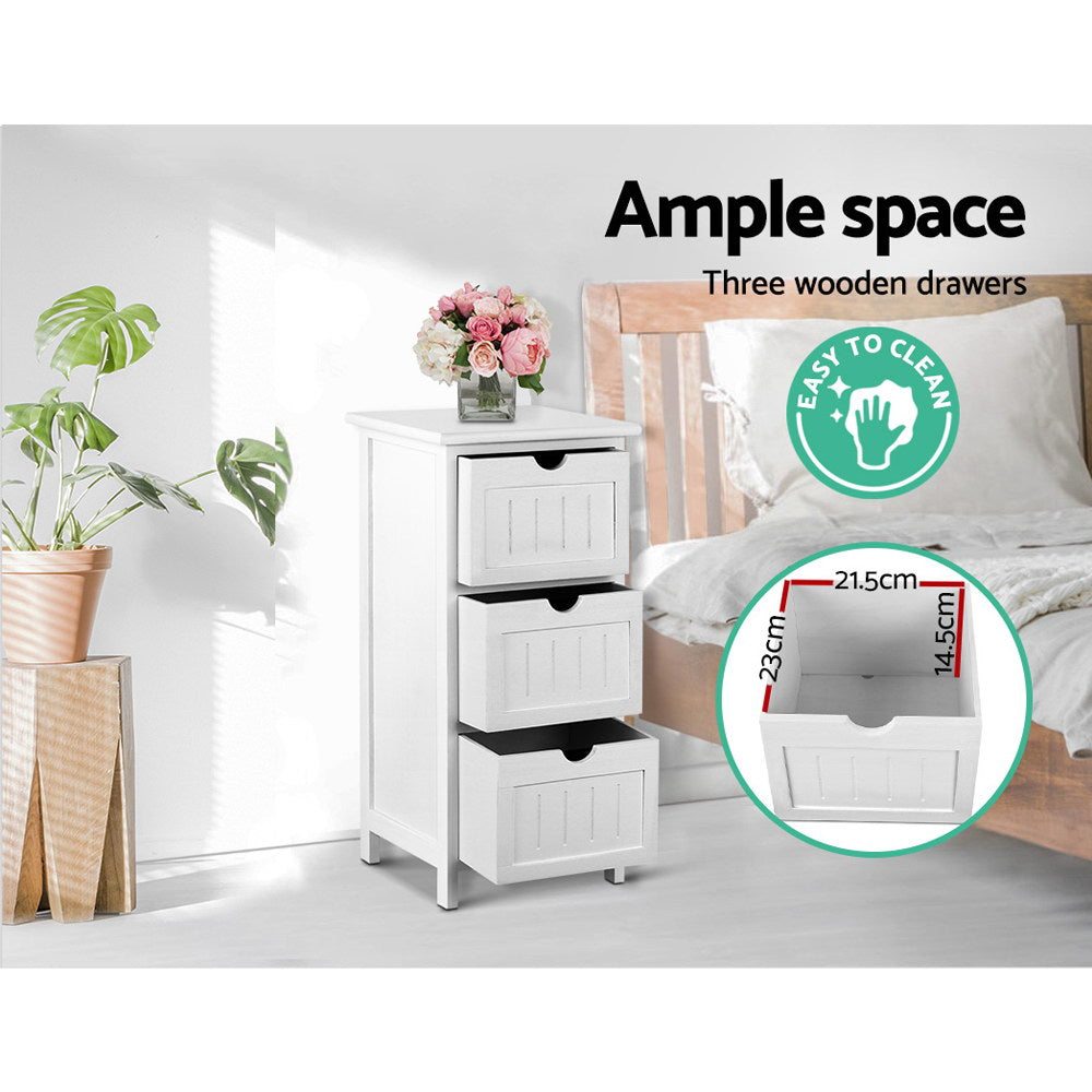 Artiss Bedside Table - White - AULASH