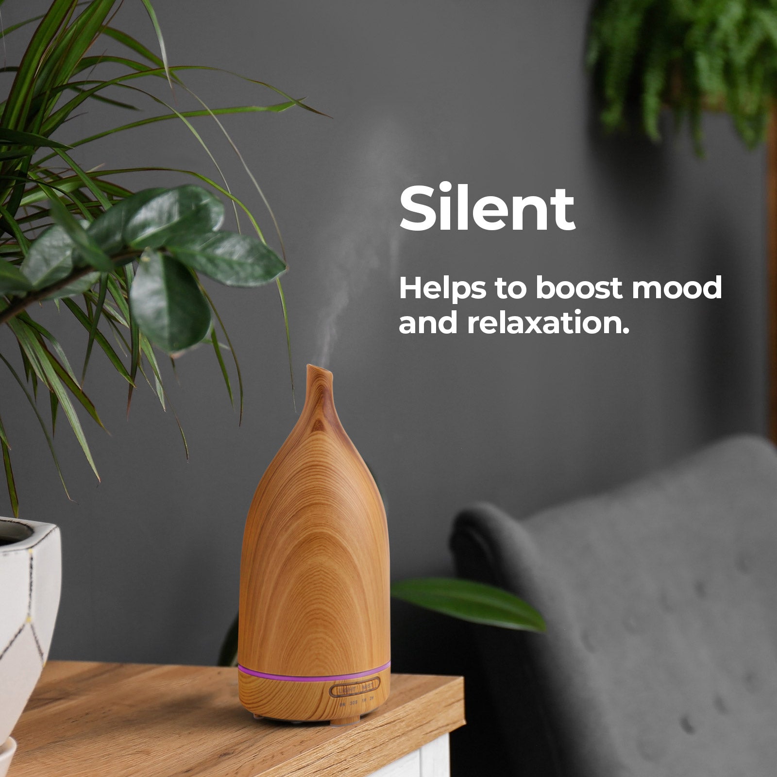 Milano Decor Aroma Diffuser 100ml Ultrasonic Humidifier Purifier And 3 Pack Oils Light Wood - AULASH