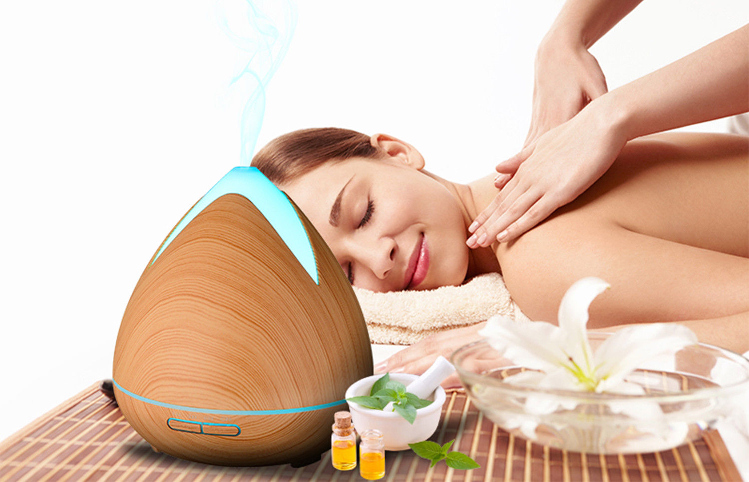 Essential Oils Ultrasonic Aromatherapy Diffuser Air Humidifier Purify 400ML Light Wood - AULASH