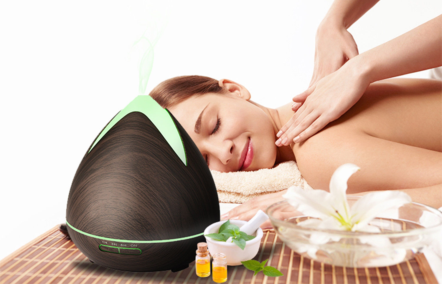 Essential Oils Ultrasonic Aromatherapy Diffuser Air Humidifier Purify 400ML Dark Wood - AULASH