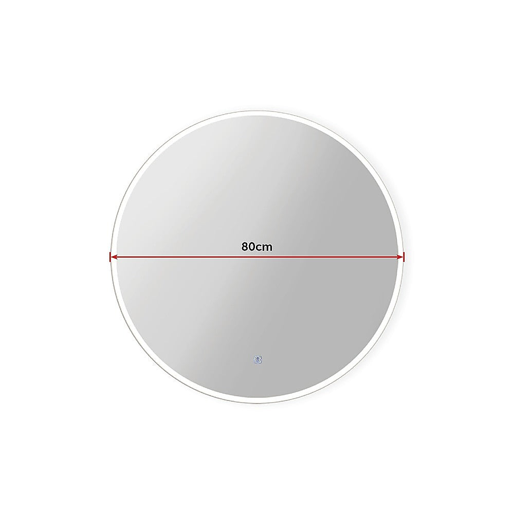 80cm LED Wall Mirror Bathroom Mirrors Light Decor Round - AULASH