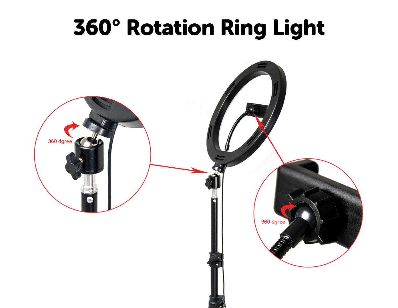 10" LED Selfie Ring Light with 1.6M Tripod Stand Phone Holder Photo Live Makeup - AULASH