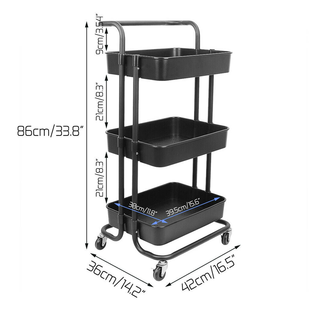 3 Tier Salon Trolley Rolling Storage Cart - AULASH